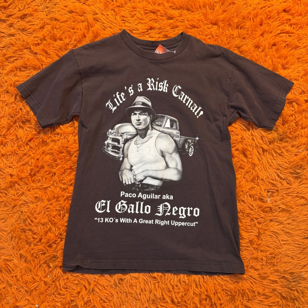 Mens Blood In Blood Out Paco Aguilar El Gallo Negro T-Shirt Brown Medium